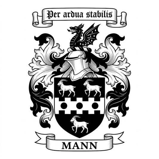 The Mann Family Coat of Arms digital download: Includes Color PNG, B&W PNG, and SVG vector files