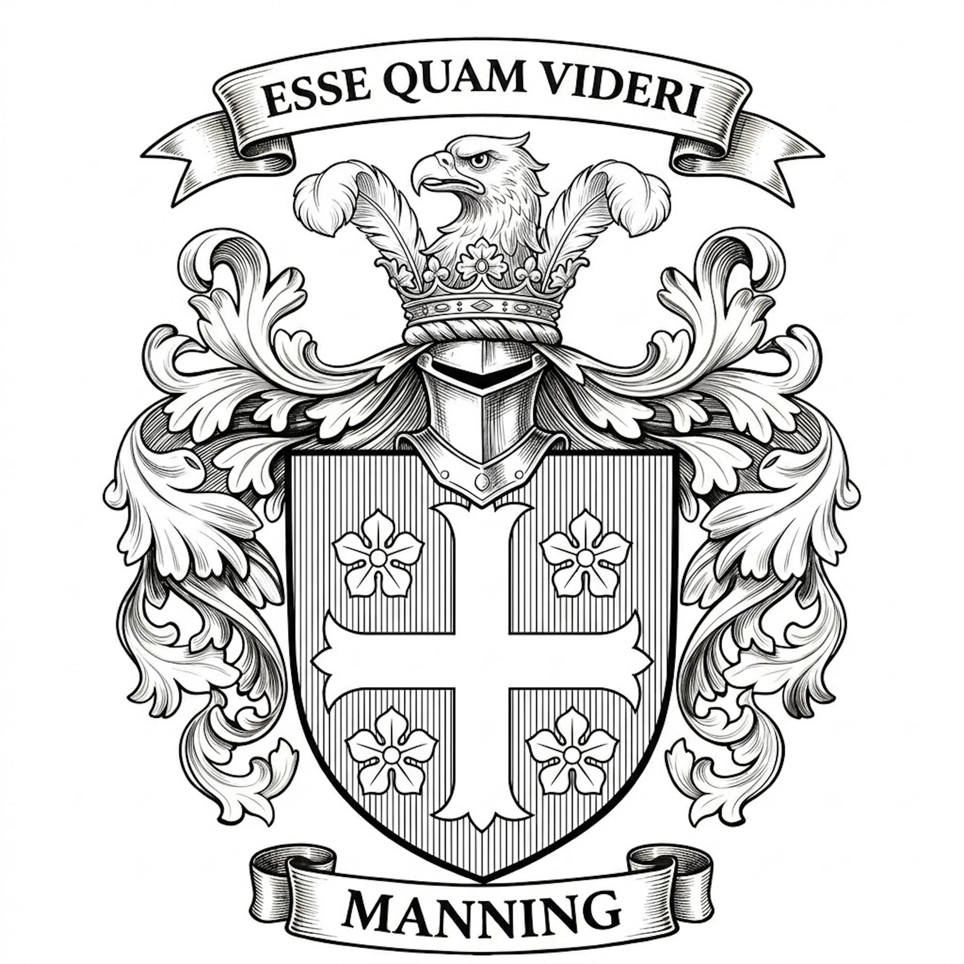 The Manning Family Coat of Arms digital download: Includes Color PNG, B&W PNG, and SVG vector files