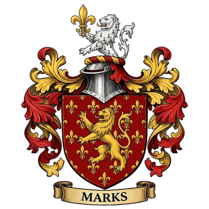 The Marks Family Coat of Arms digital download: Includes Color PNG, B&W PNG, and SVG vector files