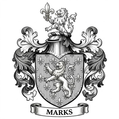 The Marks Family Coat of Arms digital download: Includes Color PNG, B&W PNG, and SVG vector files