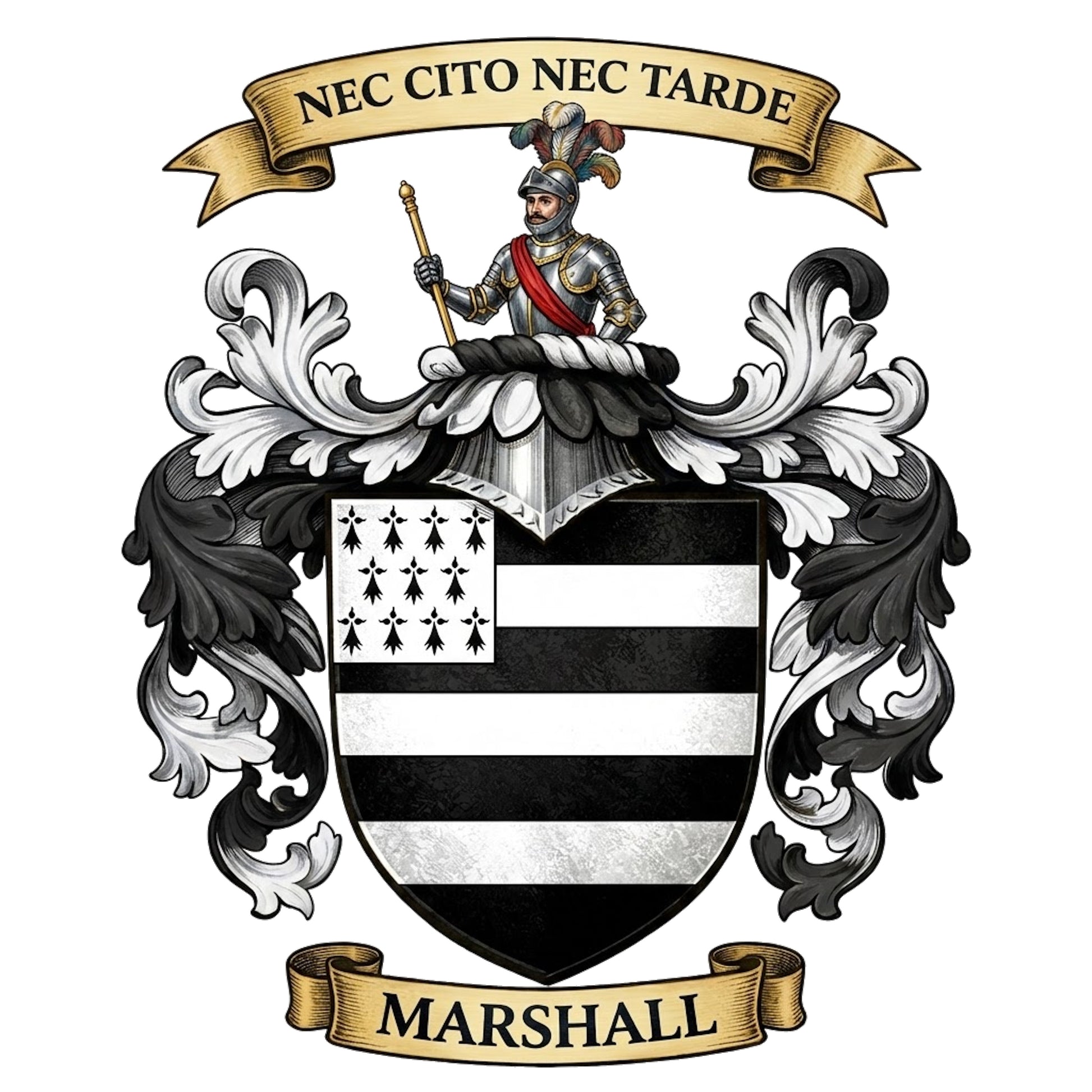 The Marshall Family Coat of Arms digital download: Includes Color PNG, B&W PNG, and SVG vector files
