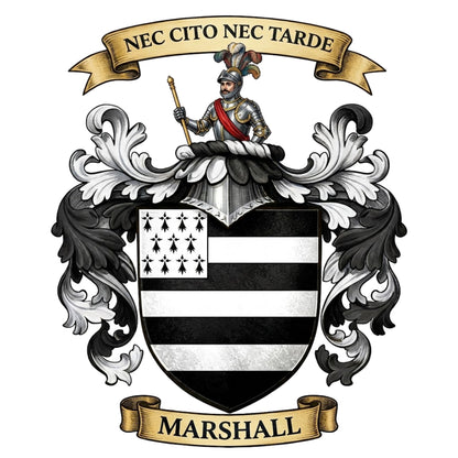 The Marshall Family Coat of Arms digital download: Includes Color PNG, B&W PNG, and SVG vector files