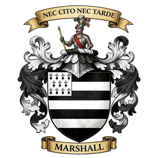 The Marshall Family Coat of Arms digital download: Includes Color PNG, B&W PNG, and SVG vector files