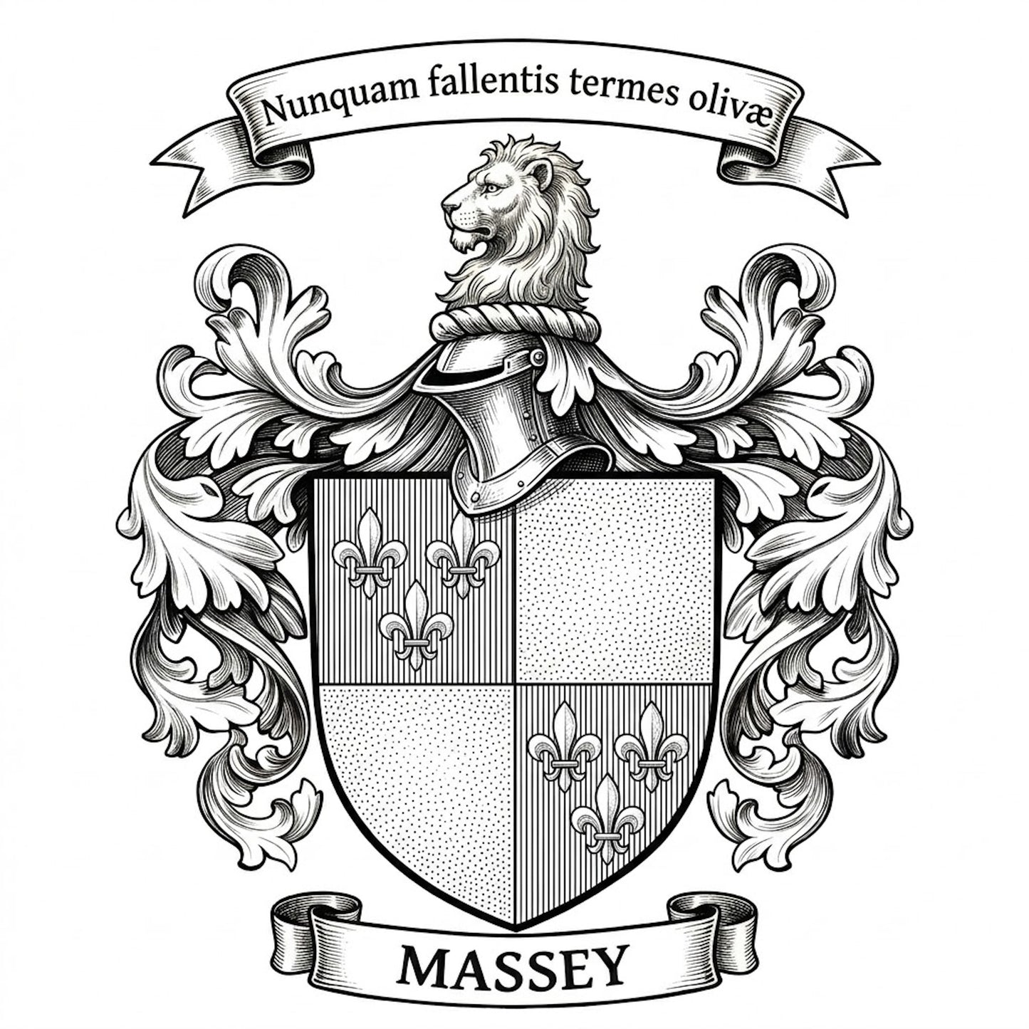 The Massey Family Coat of Arms digital download: Includes Color PNG, B&W PNG, and SVG vector files