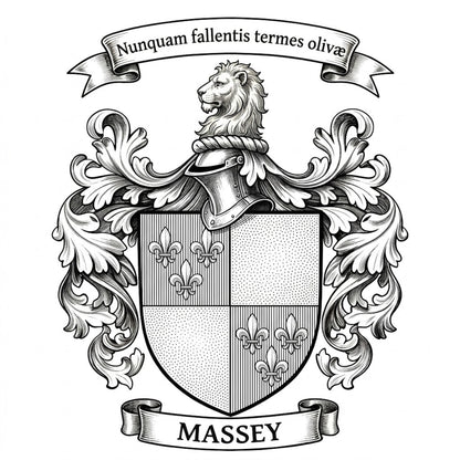 The Massey Family Coat of Arms digital download: Includes Color PNG, B&W PNG, and SVG vector files