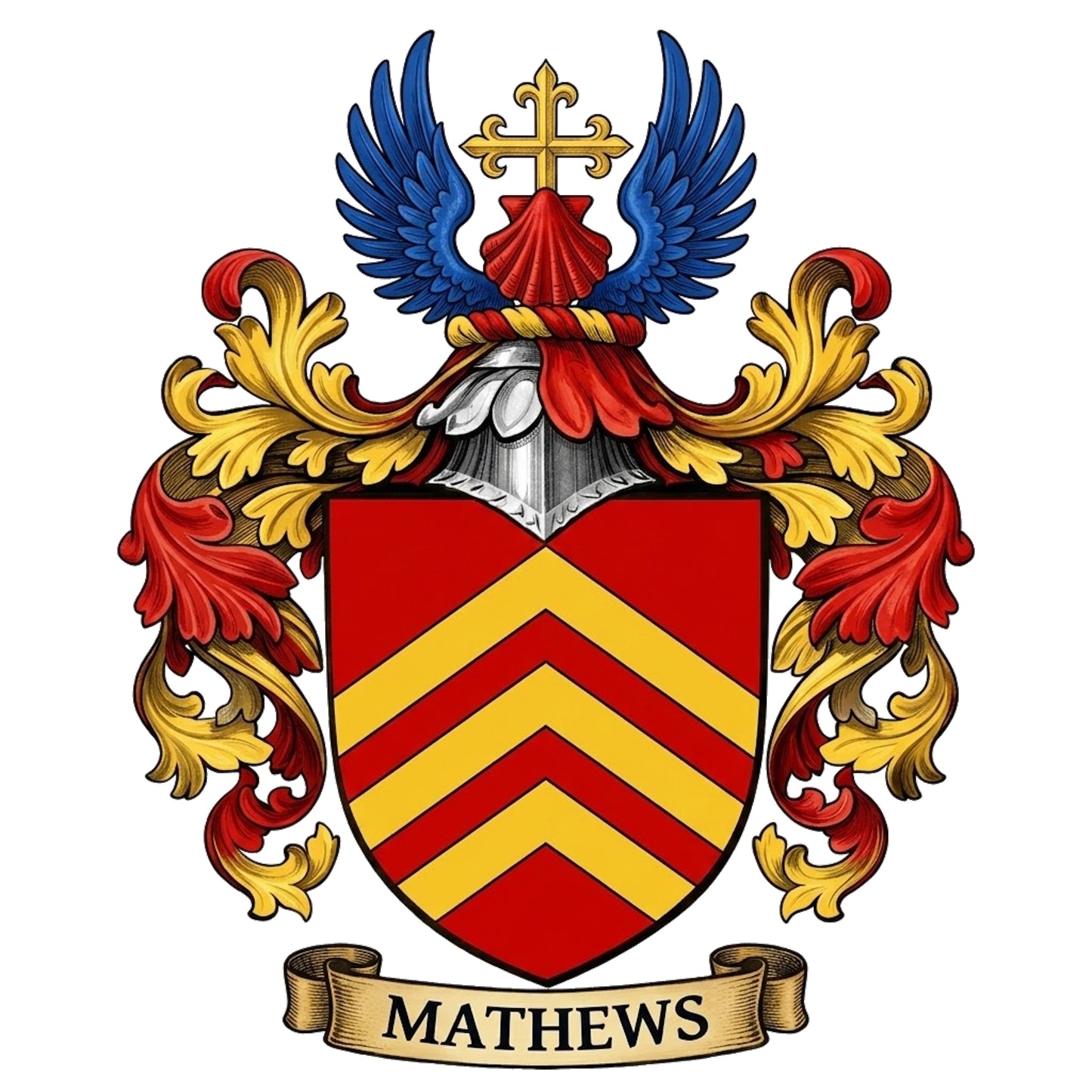 The Mathews Family Coat of Arms digital download: Includes Color PNG, B&W PNG, and SVG vector files