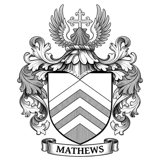 The Mathews Family Coat of Arms digital download: Includes Color PNG, B&W PNG, and SVG vector files