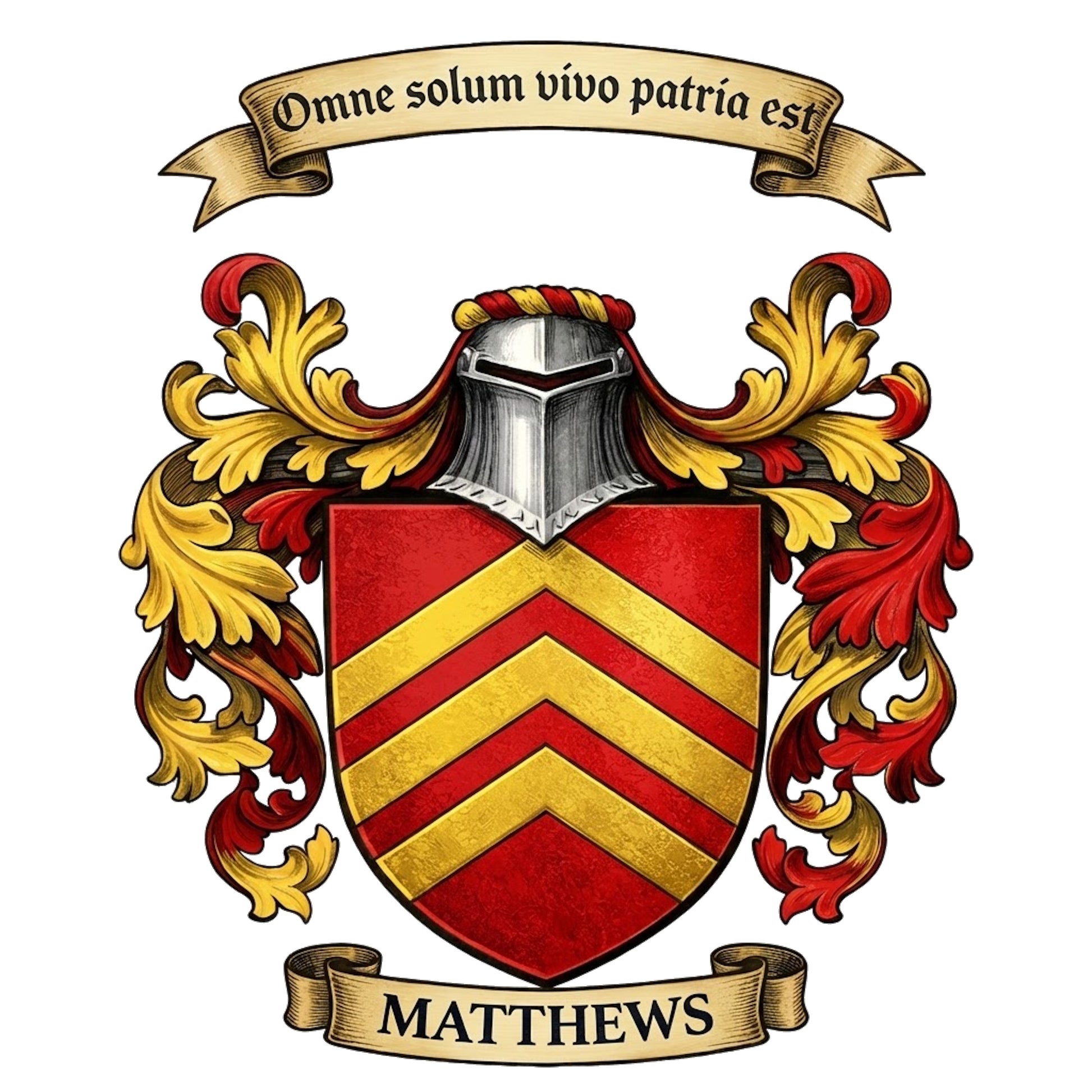 The Matthews Family Coat of Arms digital download: Includes Color PNG, B&W PNG, and SVG vector files