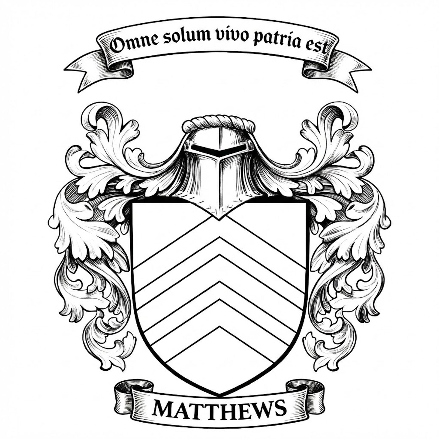 The Matthews Family Coat of Arms digital download: Includes Color PNG, B&W PNG, and SVG vector files
