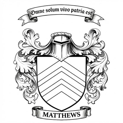 The Matthews Family Coat of Arms digital download: Includes Color PNG, B&W PNG, and SVG vector files