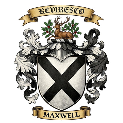 The Maxwell Family Coat of Arms digital download: Includes Color PNG, B&W PNG, and SVG vector files