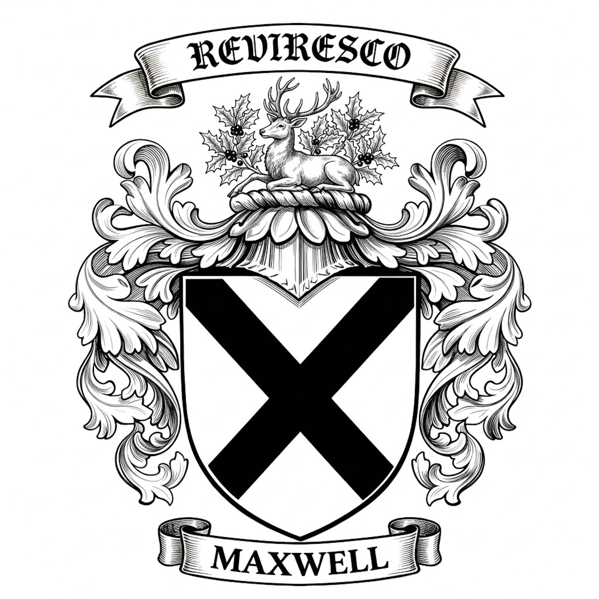 The Maxwell Family Coat of Arms digital download: Includes Color PNG, B&W PNG, and SVG vector files