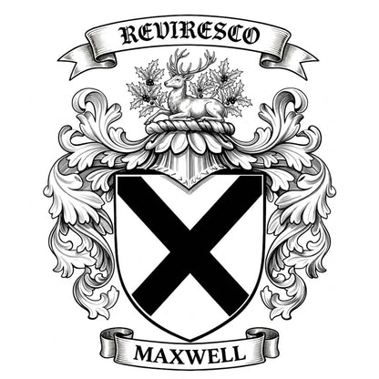 The Maxwell Family Coat of Arms digital download: Includes Color PNG, B&W PNG, and SVG vector files