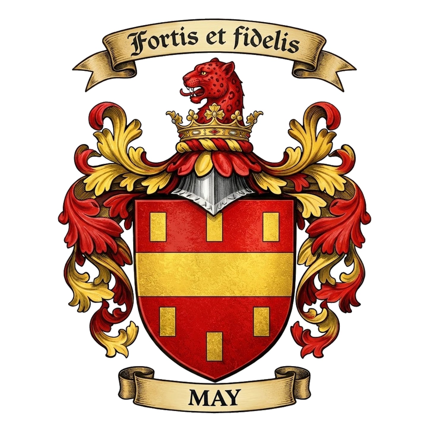 The May Family Coat of Arms digital download: Includes Color PNG, B&W PNG, and SVG vector files