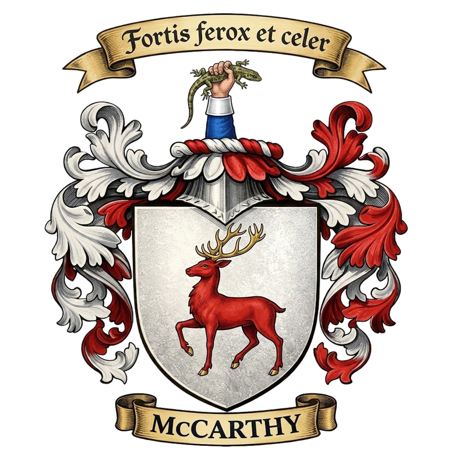The McCarthy Family Coat of Arms digital download: Includes Color PNG, B&W PNG, and SVG vector files