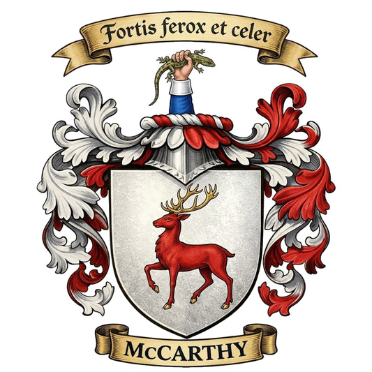 The McCarthy Family Coat of Arms digital download: Includes Color PNG, B&W PNG, and SVG vector files