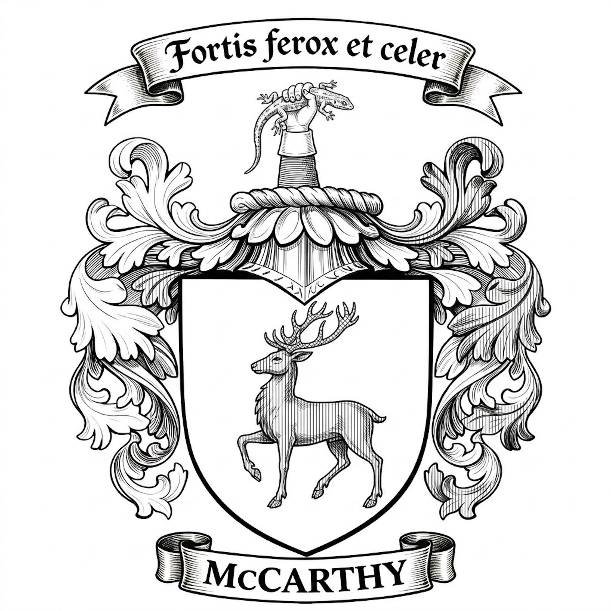 The McCarthy Family Coat of Arms digital download: Includes Color PNG, B&W PNG, and SVG vector files