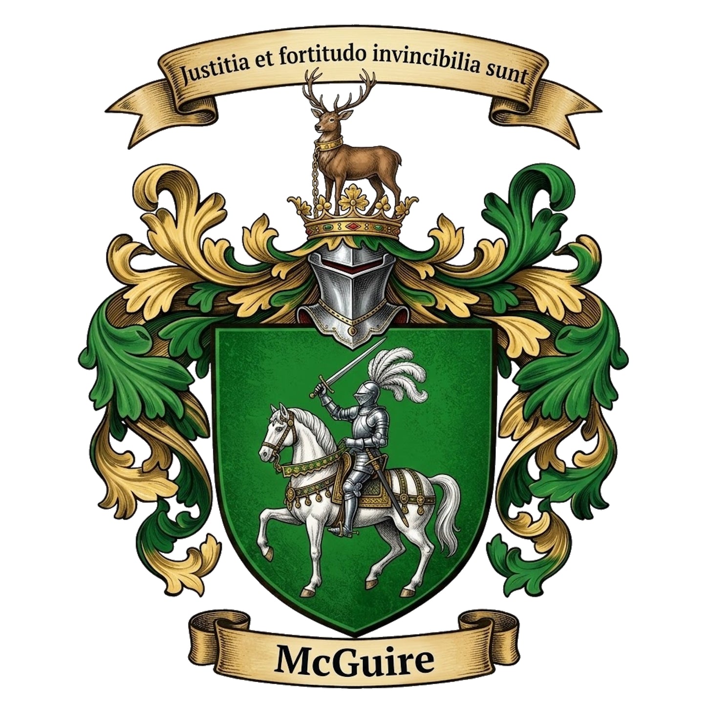 The McGuire Family Coat of Arms digital download: Includes Color PNG, B&W PNG, and SVG vector files