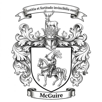 The McGuire Family Coat of Arms digital download: Includes Color PNG, B&W PNG, and SVG vector files