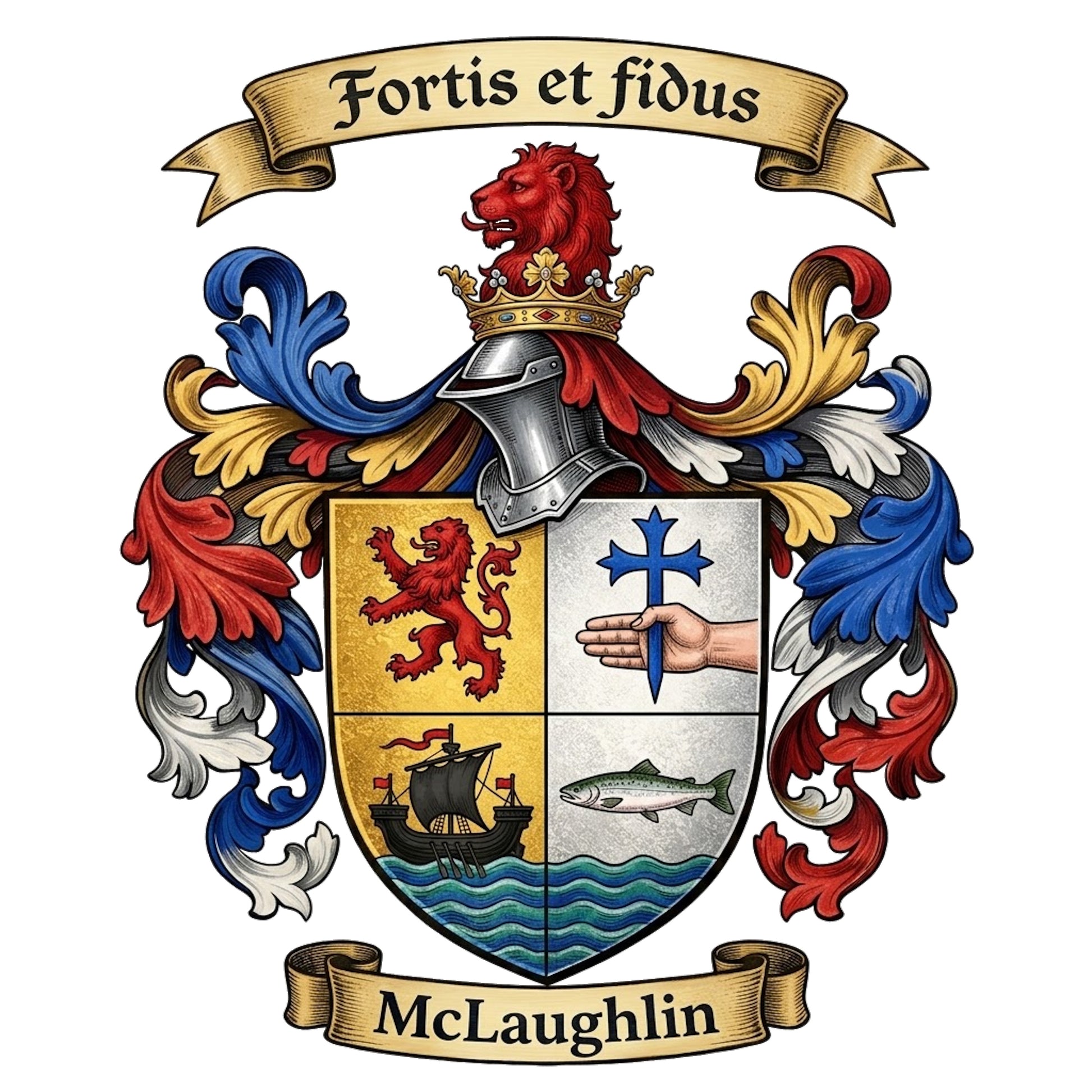 The McLaughlin Family Coat of Arms digital download: Includes Color PNG, B&W PNG, and SVG vector files