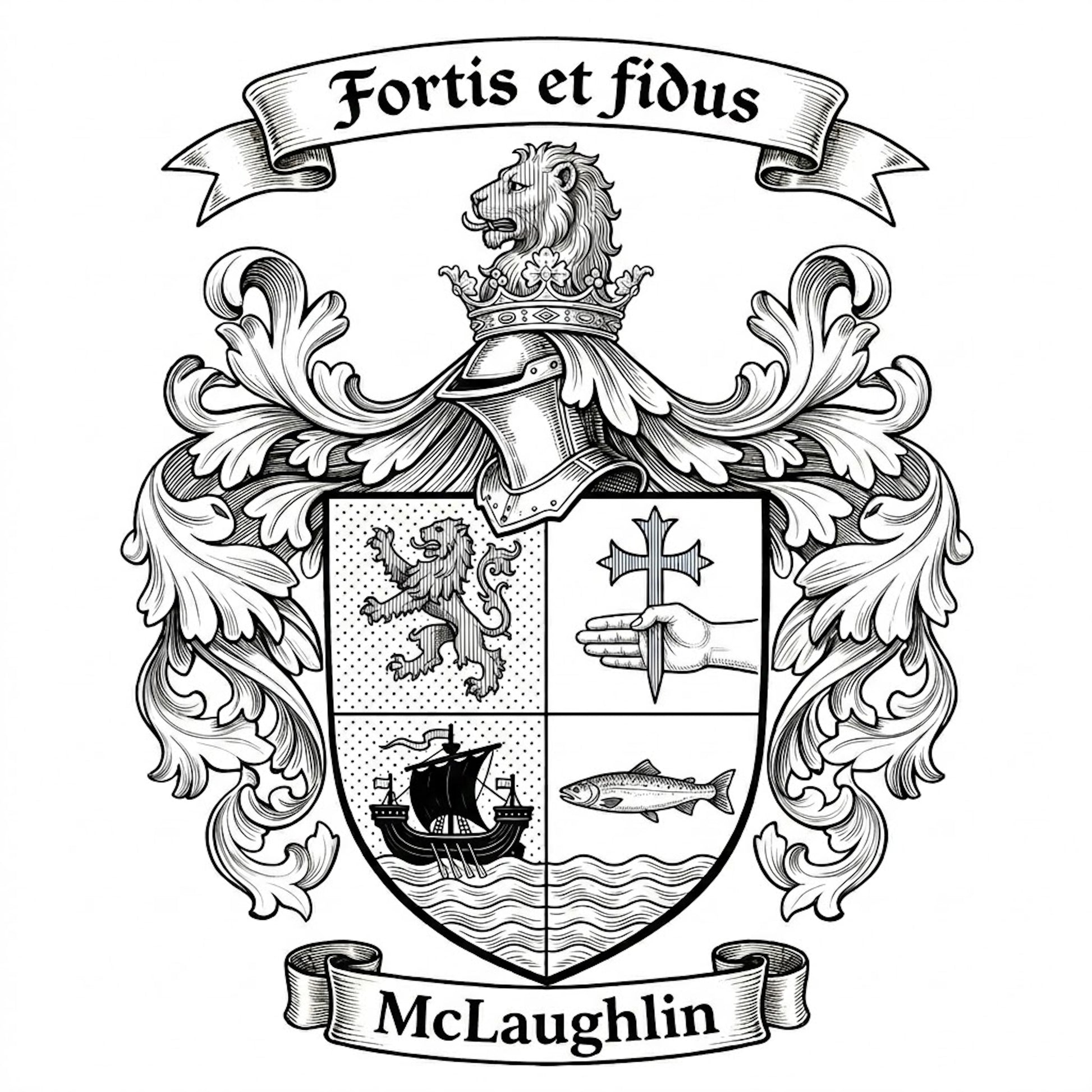 The McLaughlin Family Coat of Arms digital download: Includes Color PNG, B&W PNG, and SVG vector files