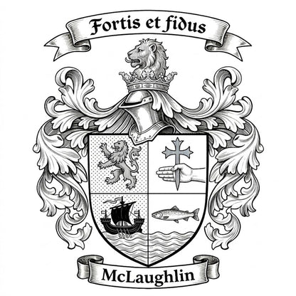 The McLaughlin Family Coat of Arms digital download: Includes Color PNG, B&W PNG, and SVG vector files