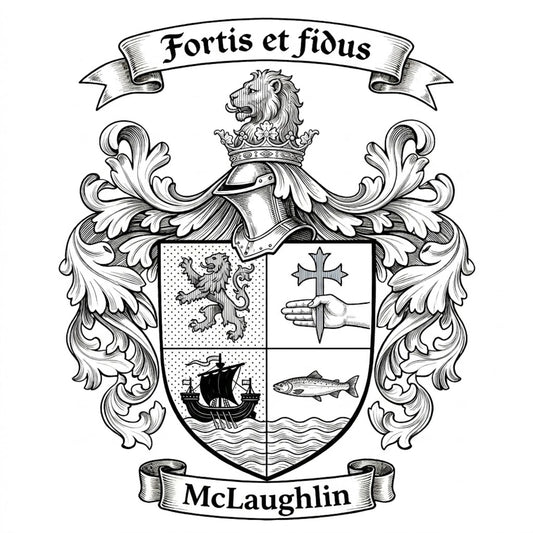 The McLaughlin Family Coat of Arms digital download: Includes Color PNG, B&W PNG, and SVG vector files
