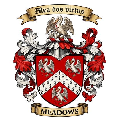The Meadows Family Coat of Arms digital download: Includes Color PNG, B&W PNG, and SVG vector files