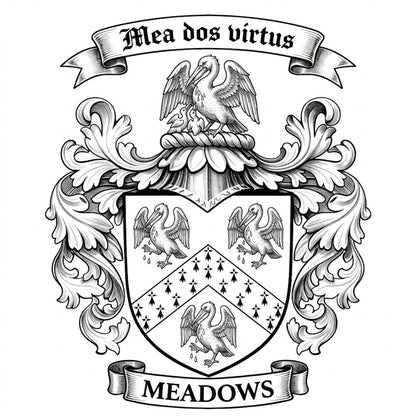 The Meadows Family Coat of Arms digital download: Includes Color PNG, B&W PNG, and SVG vector files
