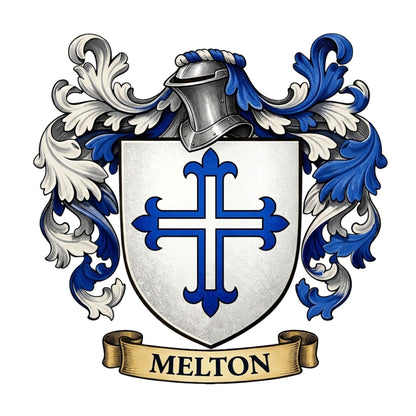The Melton Family Coat of Arms digital download: Includes Color PNG, B&W PNG, and SVG vector files