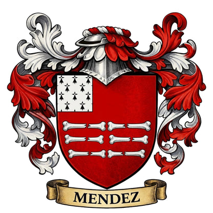 The Mendez Family Coat of Arms digital download: Includes Color PNG, B&W PNG, and SVG vector files