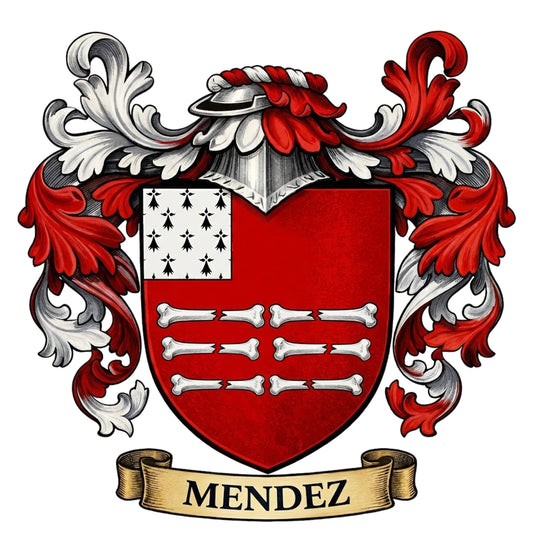 The Mendez Family Coat of Arms digital download: Includes Color PNG, B&W PNG, and SVG vector files