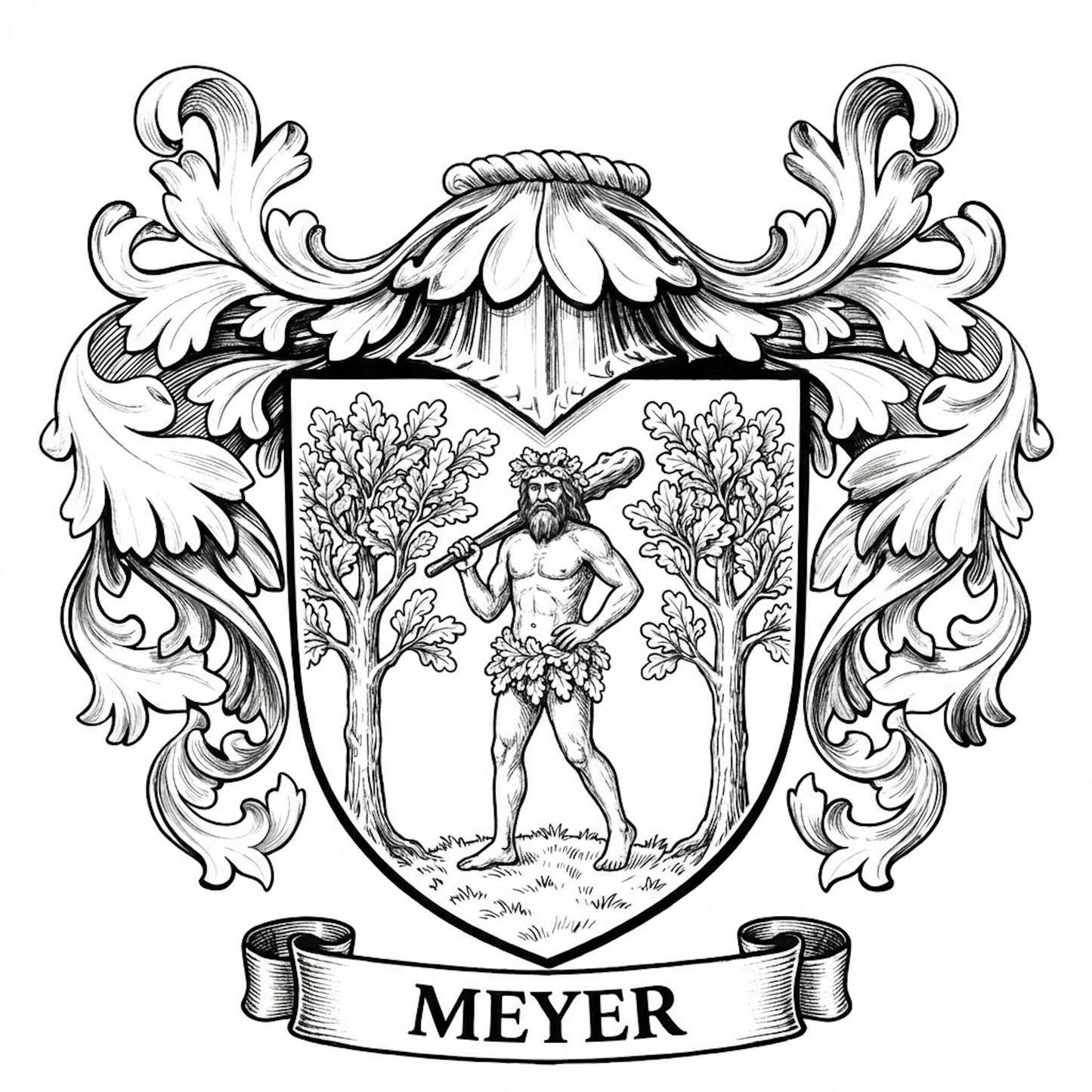The Meyer Family Coat of Arms digital download: Includes Color PNG, B&W PNG, and SVG vector files