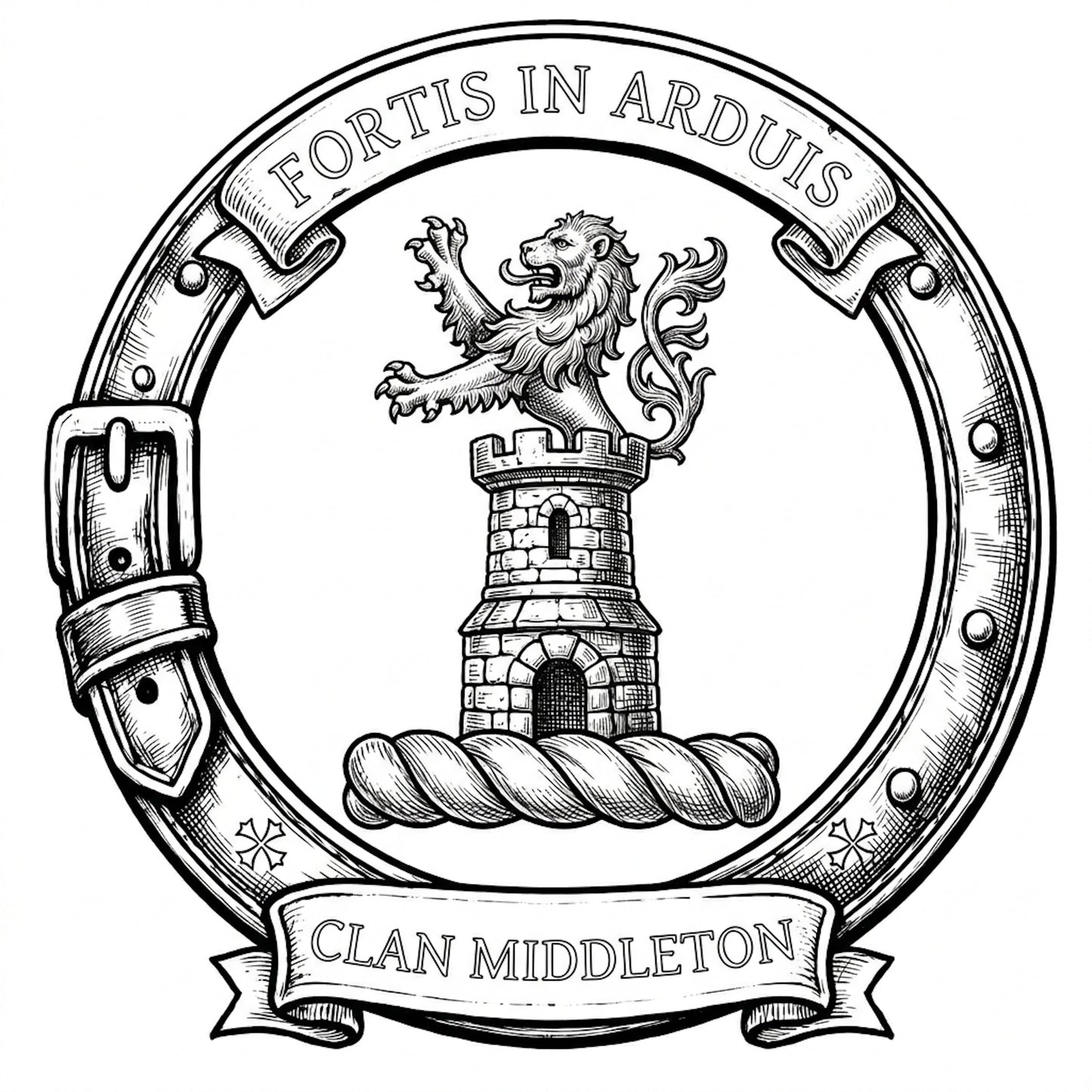Clan Middleton Crest digital download: Includes Color PNG, B&W PNG, and SVG vector files
