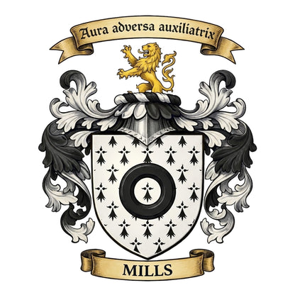 The Mills Family Coat of Arms digital download: Includes Color PNG, B&W PNG, and SVG vector files