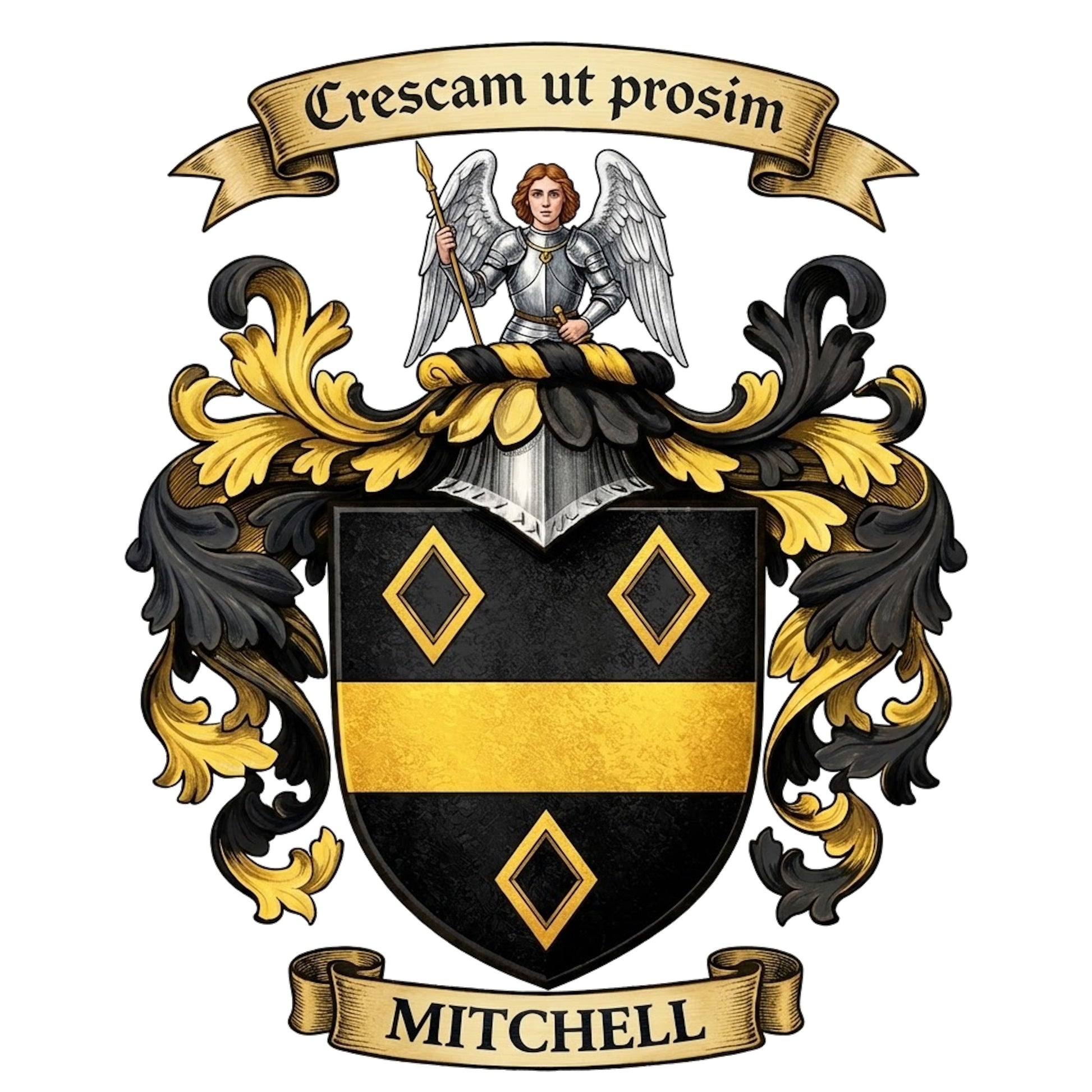 The Mitchell Family Coat of Arms digital download: Includes Color PNG, B&W PNG, and SVG vector files