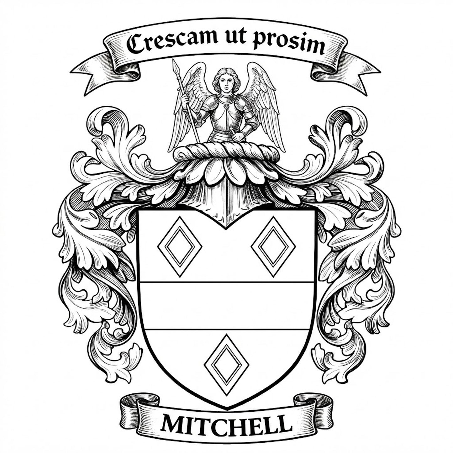 The Mitchell Family Coat of Arms digital download: Includes Color PNG, B&W PNG, and SVG vector files