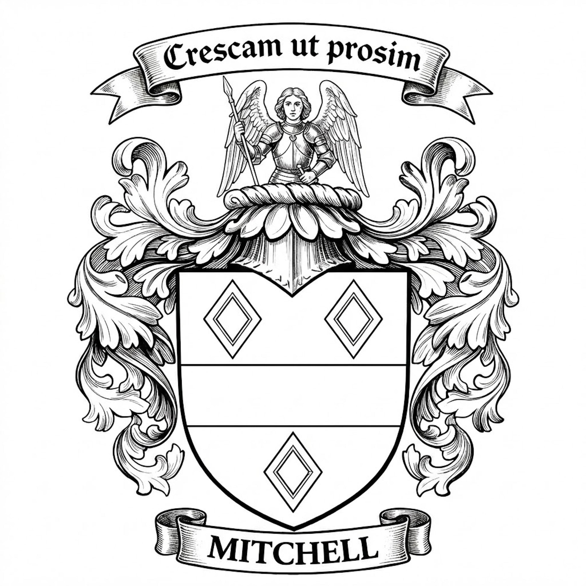 The Mitchell Family Coat of Arms digital download: Includes Color PNG, B&W PNG, and SVG vector files
