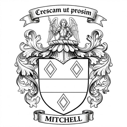 The Mitchell Family Coat of Arms digital download: Includes Color PNG, B&W PNG, and SVG vector files