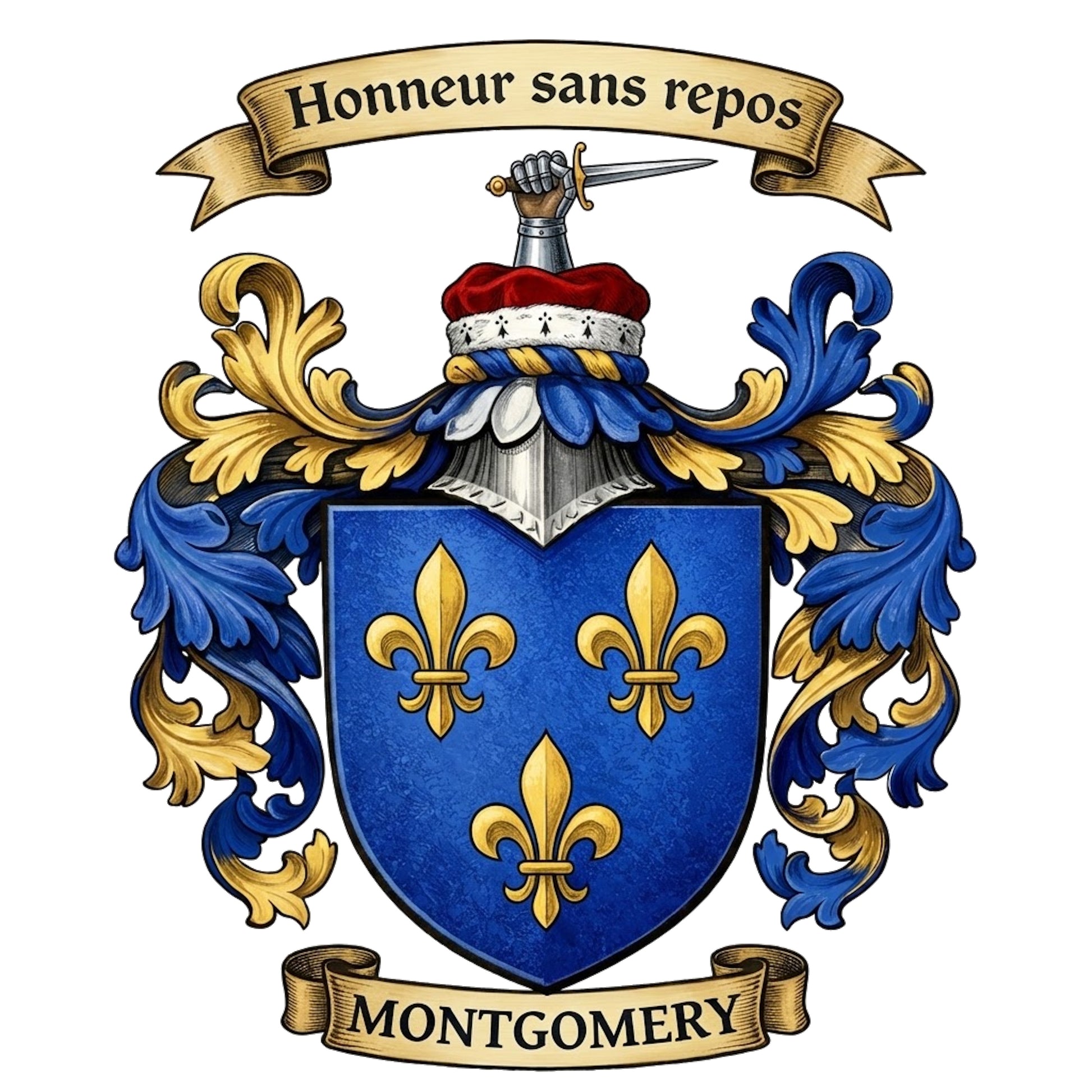 The Montgomery Family Coat of Arms digital download: Includes Color PNG, B&W PNG, and SVG vector files