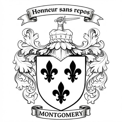The Montgomery Family Coat of Arms digital download: Includes Color PNG, B&W PNG, and SVG vector files