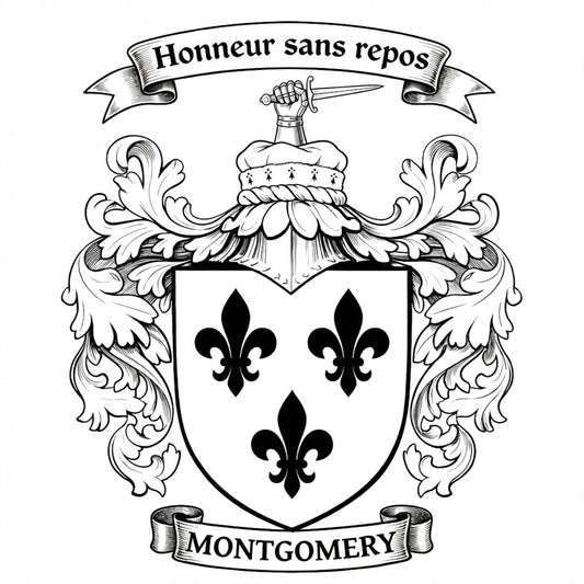 The Montgomery Family Coat of Arms digital download: Includes Color PNG, B&W PNG, and SVG vector files