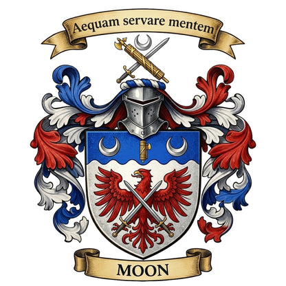 The Moon Family Coat of Arms digital download: Includes Color PNG, B&W PNG, and SVG vector files