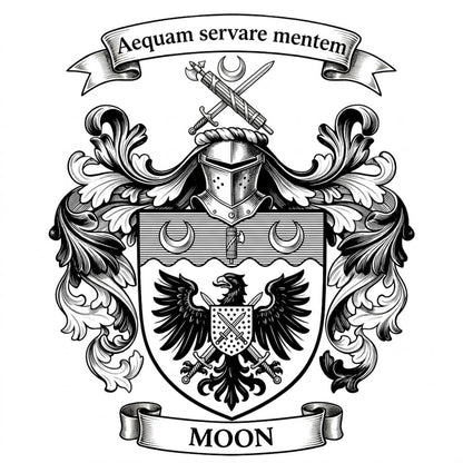 The Moon Family Coat of Arms digital download: Includes Color PNG, B&W PNG, and SVG vector files