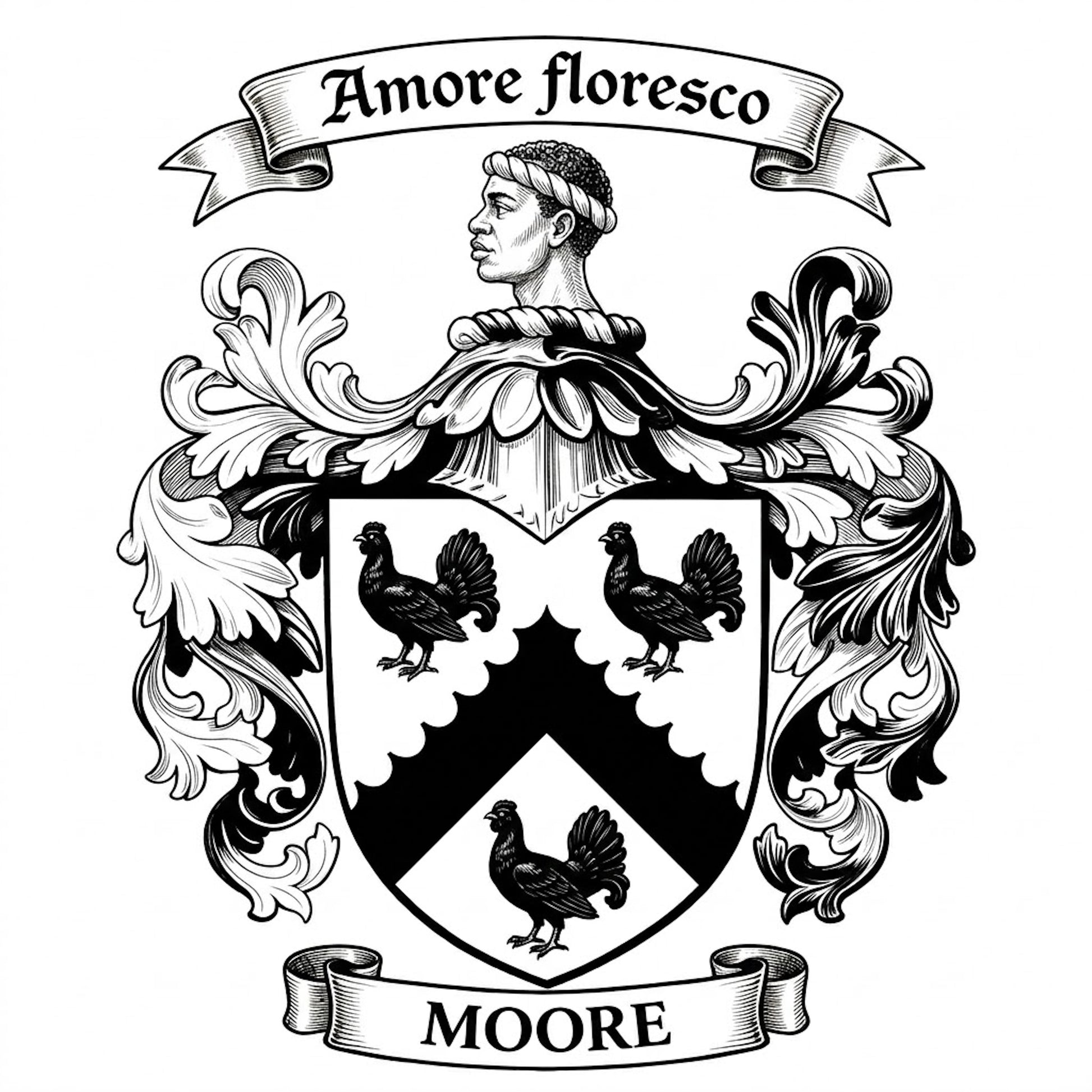 The Moore Family Coat of Arms digital download: Includes Color PNG, B&W PNG, and SVG vector files