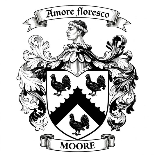 The Moore Family Coat of Arms digital download: Includes Color PNG, B&W PNG, and SVG vector files