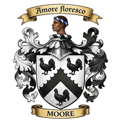 The Moore Family Coat of Arms digital download: Includes Color PNG, B&W PNG, and SVG vector files
