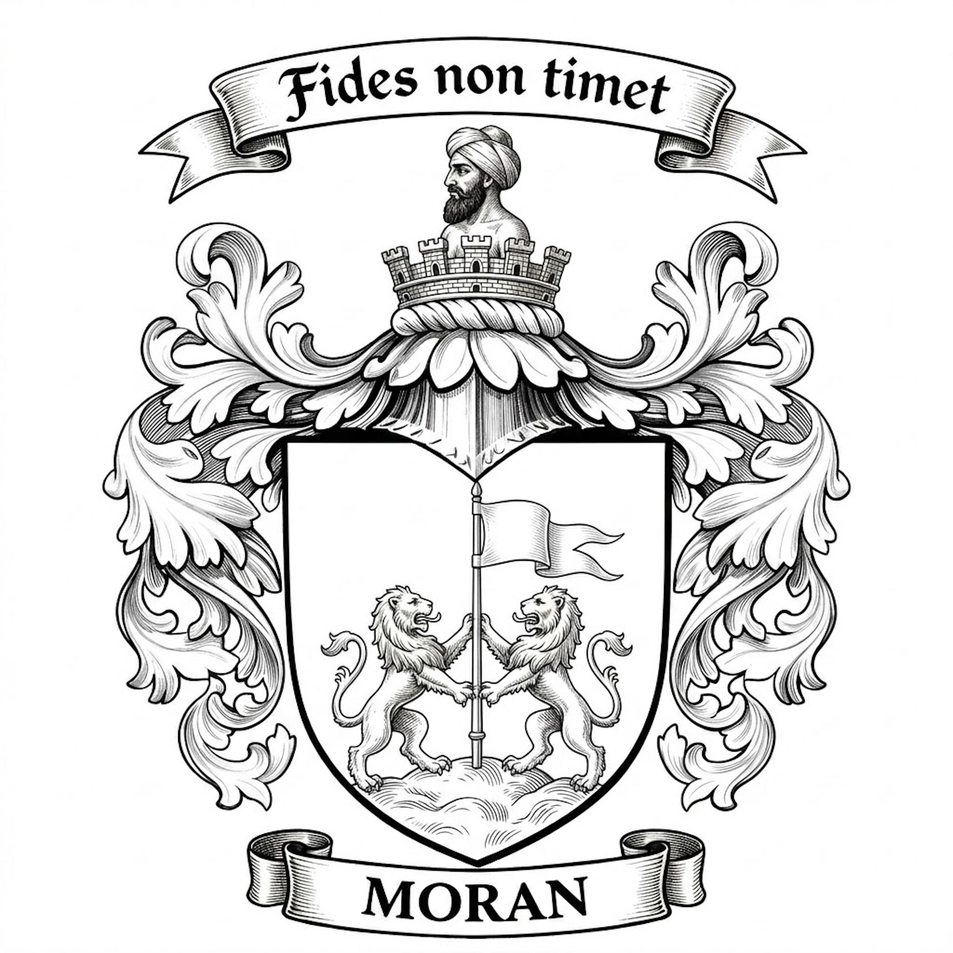 The Moran Family Coat of Arms digital download: Includes Color PNG, B&W PNG, and SVG vector files
