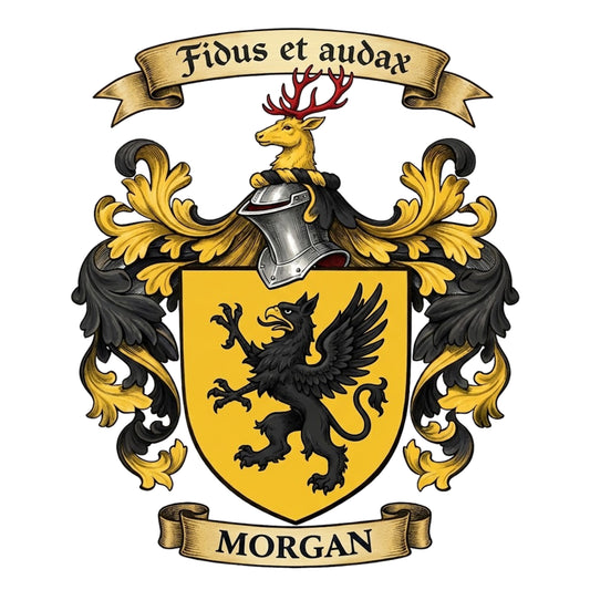 The Morgan Family Coat of Arms digital download: Includes Color PNG, B&W PNG, and SVG vector files