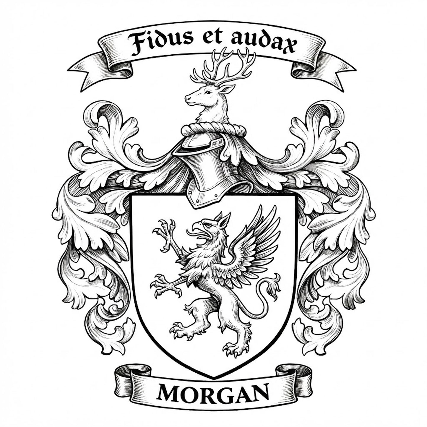 The Morgan Family Coat of Arms digital download: Includes Color PNG, B&W PNG, and SVG vector files